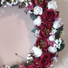 Load image into Gallery viewer, Wreaths - Red and White Silk Rose Wreath