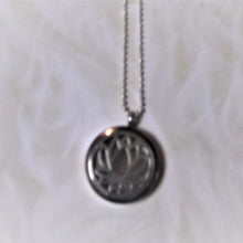 Load image into Gallery viewer, Jewelry- Silver round Lotus Flower locket with ball chain